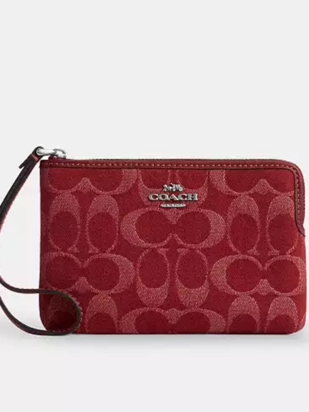 Coach Red Signature Zip Wristlet - Picture 2 of 3